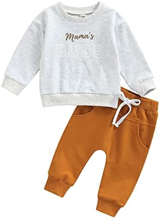wdehow комплект из 2 предметов для маленьких мальчиков, пуловер с буквенным принтом + штаны на шнурке, осенне-зимняя одежда Wdehow