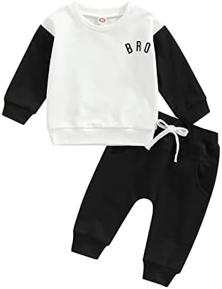Rarjuiey, одежда для маленьких мальчиков, пуловер с цветными блоками, свитшот, топ, эластичные поясные карманы, брюки для бега, осенняя одежда из 2 предметов Rarjuiey