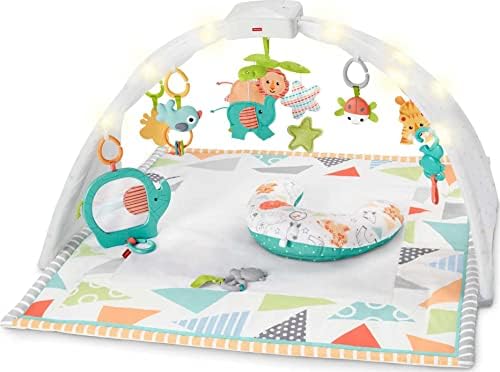 Fisher-Price Baby Safari Музыка и освещение Тренажерный зал Игровой коврик для игр на животе с игрушками для переноски для новорожденных от рождения и старше FISHER-PRICE BABY