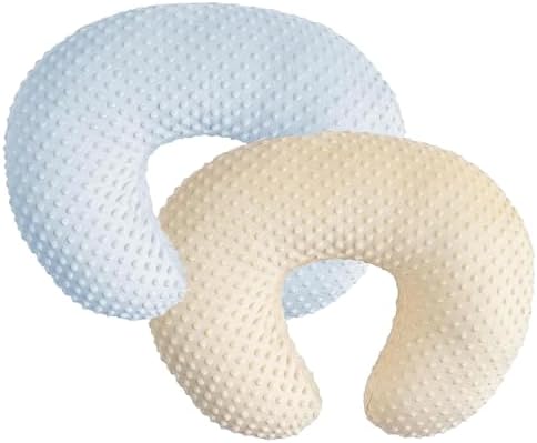 iEvolve Minky Nursing Pillow Cover Breast Feeding Pillow Cover for Baby Boy Girl,Cover Only(Babyblue&Lightbeige, Pack of 2) IEvolve