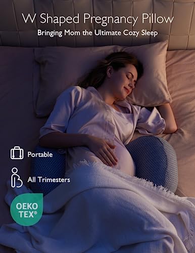 Momcozy U-образные подушки для беременных 57 дюймов с портативной W-образной подушкой для беременных для бокового сна, серый Momcozy