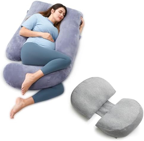 Momcozy U-образная подушка для беременных для всего тела с портативной W-образной подушкой для беременных на танкетке Momcozy