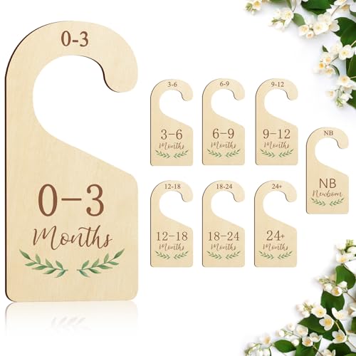 Wooden Baby Closet Dividers,Baby Clothes Dividers For Closet,Baby Closet Organizer Hangers For Nursery,Baby Hangers Size Dividers Yewfold