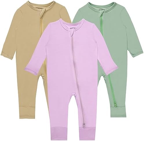 Детские пижамы GUISBY с манжетами в виде варежек — 3 шт., пижамы из искусственного шелка с двусторонней молнией и длинными рукавами для девочек и мальчиков GUISBY