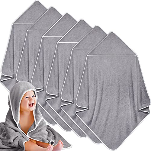 Chumia 6 Pack Baby Bath Towel Coral Fleece Soft Absorbent Newborn Hooded Towel for Kid 30 x 30 Inch Toddler Bath Blanket for Babies Infant Shower Gift(Grey/Beige/Purple) Chumia