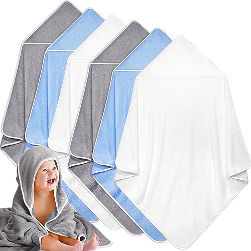 Chumia 6 Pack Baby Bath Towel Coral Fleece Soft Absorbent Newborn Hooded Towel for Kid 30 x 30 Inch Toddler Bath Blanket for Babies Infant Shower Gift(Grey/Beige/Purple) Chumia