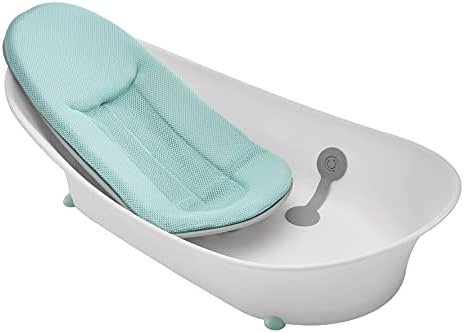 Contours Oasis 2-Stage Newborn Baby Bathtub with Grow with Me Design, Comfortable Quick Dry Plush Cushion, Baby Bath Essentials for New Parents, Newborn to Toddler Baby Tub - White Contours