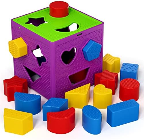 ETI Toys, уникальная обучающая игрушка для сортировки и подбора предметов из 19 предметов для малышей. Красочная коробка-сортировщик и формы для кубиков, 100-процентная безопасность, способствует увлекательному обучению, творчеству и развитию навыков ETI Toys