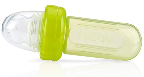 Nuby EZ Squee-Z Силиконовый дозатор детского питания для самостоятельного кормления, 1 шт. (1 шт. в упаковке) — цвет морской волны/розовый/зеленый, цвета могут отличаться NUBY
