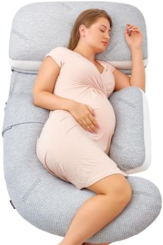 Подушка для беременных Momcozy — оригинальная съемная G-образная профессиональная подушка для беременных с гибкой подушкой на танкетке для живота, подушки для поддержки всего тела для взрослых с воздушным слоем, серый Momcozy