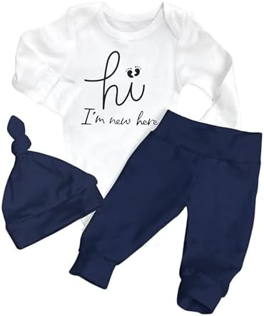 AGAPENG Одежда для маленьких мальчиков, одежда для новорожденных мальчиков, комбинезон с буквенным принтом, длинные штаны, шапка, одежда из 3 предметов для маленьких мальчиков AGAPENG