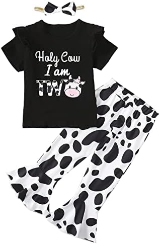 Slanavel наряд на день рождения для маленьких девочек двух лет, одежда для малышей на второй день рождения, комплект одежды для девочек Holy Cow I'm Two Slanavel