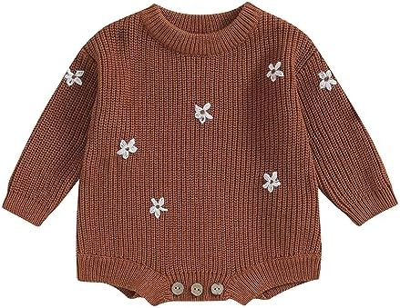 SAYOO детский свитер, комбинезон для маленьких девочек, вязаный пуловер большого размера с вышивкой, теплый свитер, комбинезон, осенне-зимняя одежда SAYOO