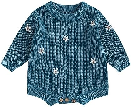 Bebeshopdelageyhu Свитер для новорожденных девочек, комбинезон с пузырьками, вязаный цветок, большой свитер, пуловер, теплая одежда для младенцев Bebeshopdelageyhu