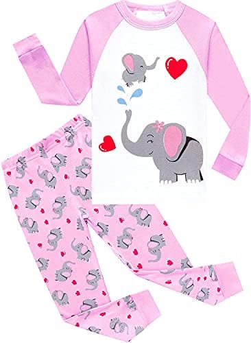 Пижамы для маленьких девочек, пижама с длинными рукавами и единорогом, 100% хлопок, комплекты из 2 предметов для малышей, одежда для сна с милым котом, рубашки, размер 2–7 лет CM-Kid
