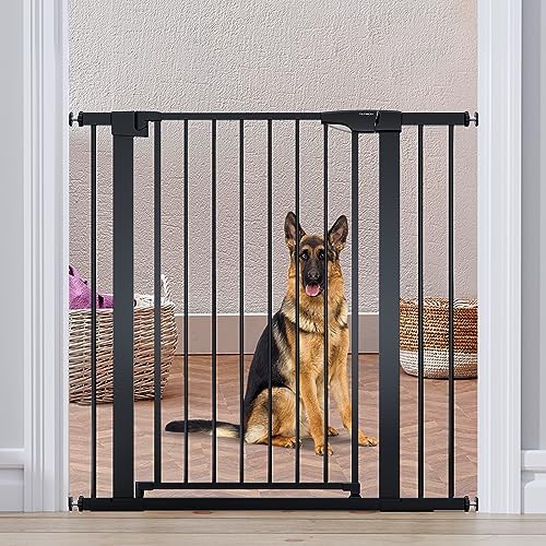 Mumeasy 36-дюймовые высокие ворота для собак, высокие детские ворота шириной 29,6-40,5 дюймов, монтируемые под давлением, для собак, автоматически закрывающиеся ворота для домашних животных с дверью для лестниц, дверных проемов, дома, черные Mumeasy