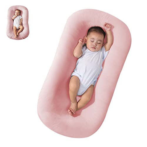 Подушка для детского шезлонга Мягкий дышащий шезлонг из органического хлопка для детей 0–18 месяцев, шезлонг для новорожденных, детский шезлонг для новорожденных (розовый, 0–8 месяцев) Saanerueen