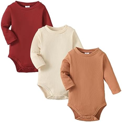 OPAWO комбинезоны с длинными рукавами для маленьких девочек, боди для новорожденных, 3 упаковки, осенний комбинезон в рубчик для маленьких девочек, нижняя рубашка OPAWO