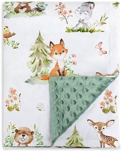 BORITAR Baby Blanket for Boys Girls Super Soft Double Layer Minky with Dotted Backing, Lovely Woodland Animal Design Blanket for Toddler Newborn 30 x 40 Inch(75x100cm) BORITAR