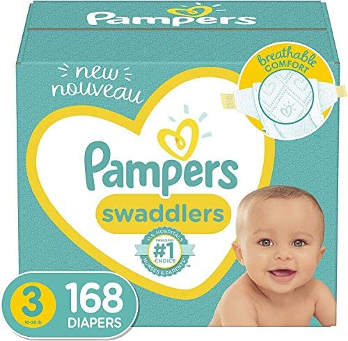 Diapers Size 3, 168 Count - Pampers Swaddlers Disposable Baby Diapers, ONE MONTH SUPPLY Pampers