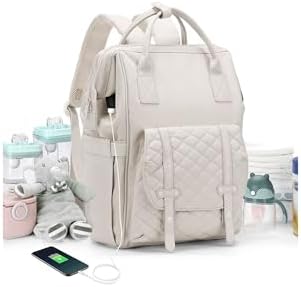 Diaper Bags Backpack Baby Bag for Mom Dad Baby Girls Boy, Cute Mult Diaper Nappy Bag Travel Back Pack, Water Repellent Maternity Changing Bag Baby Stuff with USB Charging Port Black CAMILLEMMA