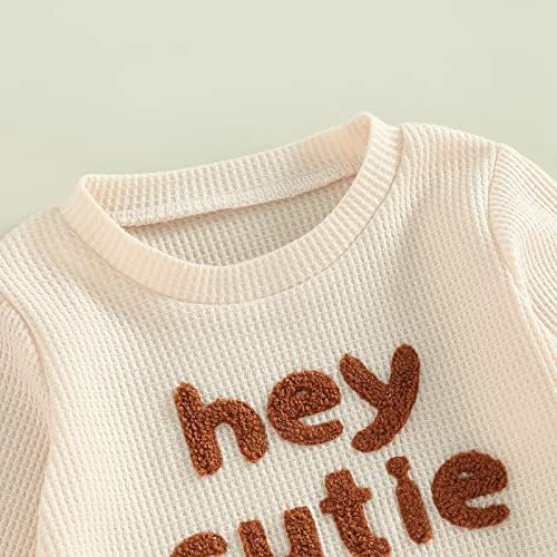 Madjtlqy для маленьких девочек и мальчиков, осенне-зимний комплект вафельной одежды, свитшот с длинными рукавами и буквенным принтом, топы + брюки Madjtlqy