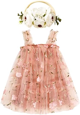 Платье-пачка для маленьких девочек, многослойное тюлевое платье без рукавов с цветочным принтом, платья принцессы для маленьких девочек с повязкой на голову с цветком GRNSHTS