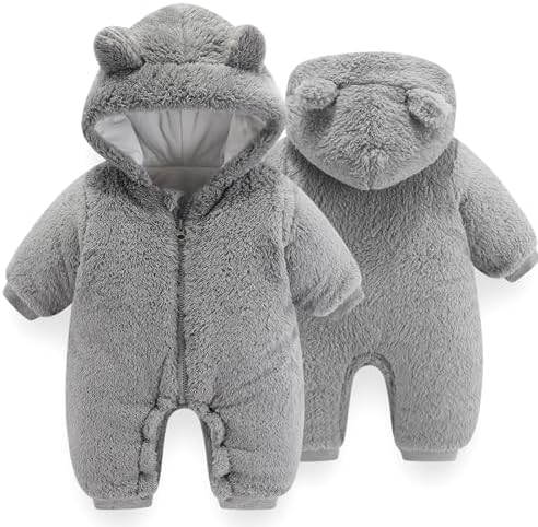 UVIPC флисовый зимний комбинезон с медведем для новорожденных, зимнее пальто, теплый комбинезон с капюшоном для маленьких мальчиков и девочек UVIPC