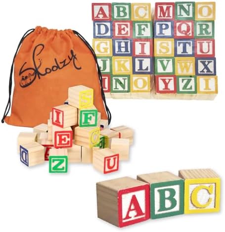 Блоки с буквами Skoolzy для малышей — 26 деревянных кубиков ABC для малышей — Деревянные игрушки для складывания алфавитов — Блоки для складывания букв для детей от 2 лет Skoolzy