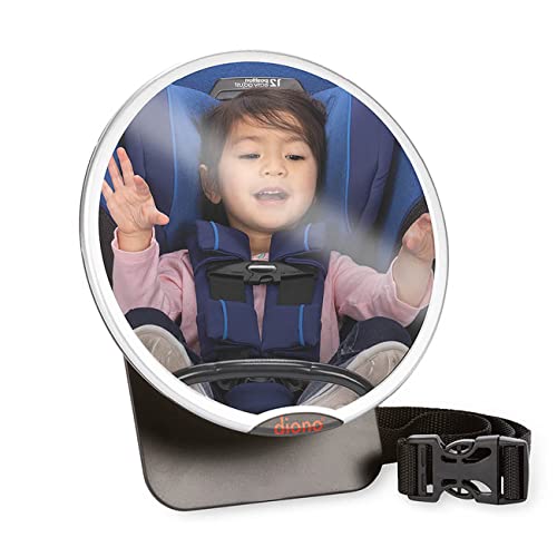 Детское автомобильное зеркало Diono Easy View, зеркало в автокресле безопасности для младенцев, обращенных назад, полностью регулируемое с вращением на 360 градусов, широкий кристально чистый обзор, небьющееся, прошло краш-тест Diono