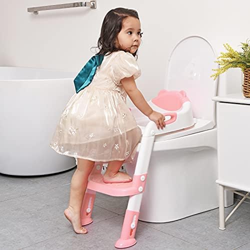 Toilet Potty Training Seat with Step Stool Ladder,SKYROKU Training Toilet for Kids Boys Girls Toddlers-Comfortable Safe Potty Seat with Anti-Slip Pads Ladder SKYROKU