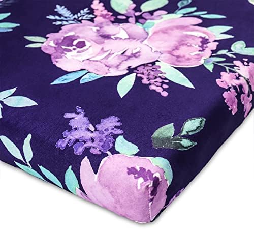 Pack N Play Sheets Портативный манеж для мини-кроватки, наматрасник, мягкий дышащий чехол для манежа для маленькой девочки, фиолетовый цветок TANOFAR