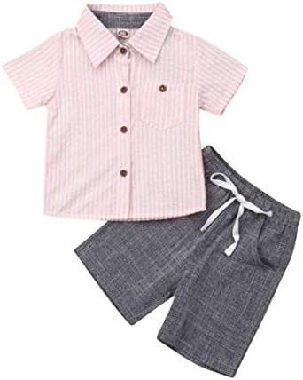 VISGOGO/рубашка на пуговицах с короткими рукавами и повседневными шортами для маленьких мальчиков и мальчиков, комплект с шортами, летняя одежда, одежда для детей 1–6 лет VISGOGO