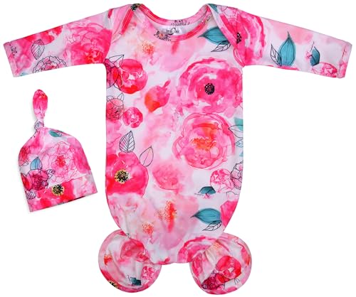 Mikccer детское вязаное платье для новорожденных 0-6 месяцев, супермягкие дышащие детские пижамы, ночные рубашки для маленьких девочек, комплект для возвращения домой, комплект для младенцев с шапочкой Mikccer