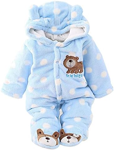 UVIPC комбинезон с медведем для новорожденных, детский флисовый зимний комбинезон с капюшоном, плотная зимняя верхняя одежда для маленьких мальчиков и девочек UVIPC