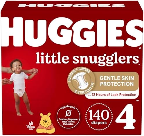 Подгузники Huggies, размер 4, детские подгузники Little Snugglers, размер 4 (22–37 фунтов), 140 каратов (2 упаковки по 70 штук), упаковка может отличаться Huggies