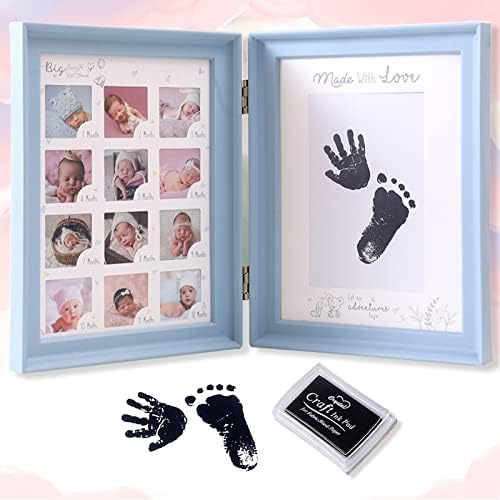 weallbuy Baby Picture Frame First Year, Baby Handprint and Footprint Kit with Ink Pad, 12 Month Milestones Baby Gift, Anniversary Growth Record Keepsake for Mom/Newborn (White) Weallbuy