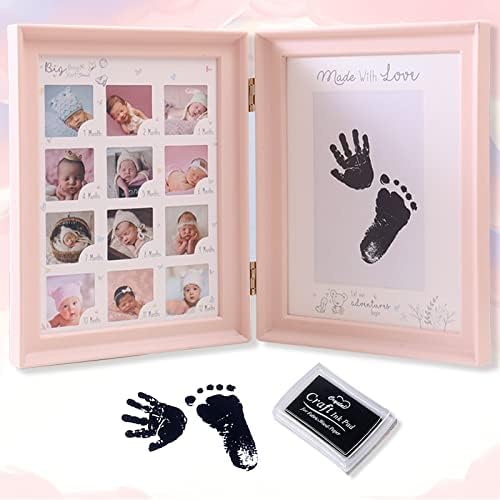 weallbuy Baby Picture Frame First Year, Baby Handprint and Footprint Kit with Ink Pad, 12 Month Milestones Baby Gift, Anniversary Growth Record Keepsake for Mom/Newborn (White) Weallbuy