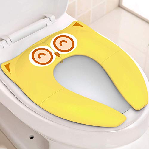 Gimars Upgrade Non-Slip Easily Removed Foldable Travel Potty Seat for Toddlers & Kids, 6 Large Non-slip Silicone Pad, Home Reusable Portable Toilet Seat Cover Fits Most Toilets, Free Carry Bag Gimars