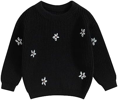 YOKJZJD для новорожденных девочек, вязаный свитер, теплый свитер с цветочным принтом, футболка с длинными рукавами, вязаная осенне-зимняя одежда YOKJZJD