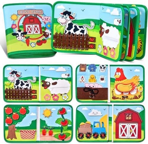 Книга-занятия с животными на ферме JoyCat для малышей, книга с заданиями для дошкольников дошкольного возраста, сенсорная игрушка для аутизма, доска Монтессори для детского сада для детей 1, 2, 3, 4 лет JoyCat
