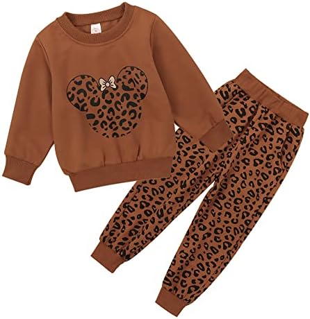 Леопардовая осенняя одежда для маленьких девочек, пуловер с длинными рукавами, топ с круглым вырезом, толстовка, брюки, повседневная зимняя одежда GLIGLITTR