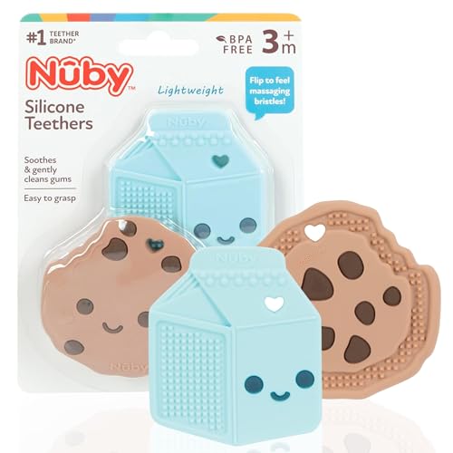 Силиконовый прорезыватель Nuby для печенья и молока с шоколадной крошкой — 2 упаковки, от 3 месяцев NUBY