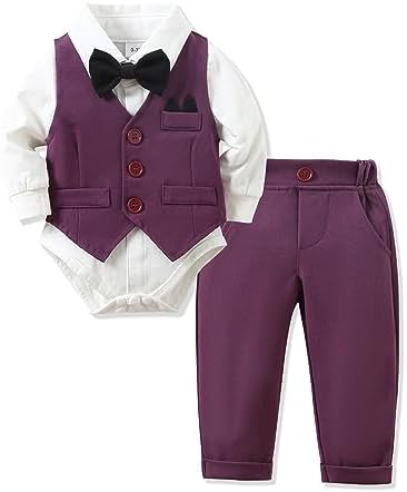 YALLET Одежда для маленьких мальчиков, костюм 0-18 месяцев, наряды джентльмена для маленьких мальчиков, классическая рубашка + галстук-бабочка + жилет + брюки, комплект, костюмы для свадебной вечеринки YALLET