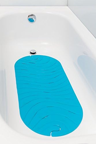 Boon B11192 Текстурированный нескользящий детский коврик для ванной с крючком для подвешивания и сливными отверстиями, синий Boon