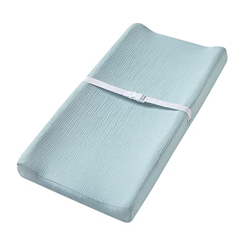 Muslin Changing Pad Cover for Baby Boys Girls, Ultra Soft Breathable Diaper Changing Table Pad Cover, Neutral Fitted Changing Pad Sheets QUENESS