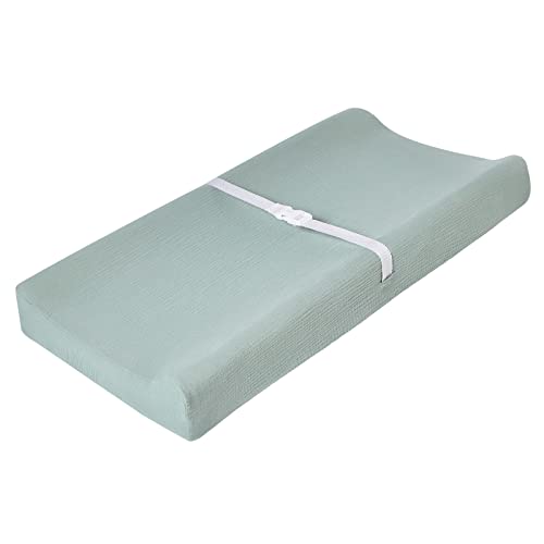 Muslin Changing Pad Cover for Baby Boys Girls, Ultra Soft Breathable Diaper Changing Table Pad Cover, Neutral Fitted Changing Pad Sheets QUENESS