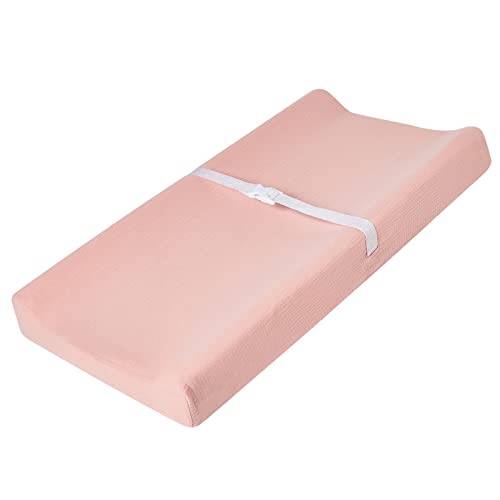 Muslin Changing Pad Cover for Baby Boys Girls, Ultra Soft Breathable Diaper Changing Table Pad Cover, Neutral Fitted Changing Pad Sheets QUENESS