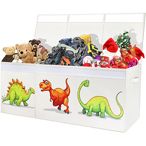 Очень большой ящик для игрушек ANNKIE для мальчиков, большой сундук для игрушек для детей, складные прочные контейнеры для хранения с крышками, большой органайзер для хранения ящиков для игрушек для детей, девочек, детская комната, игровая комната, 40,6 x 16,5 x 14 дюймов ANNKIE
