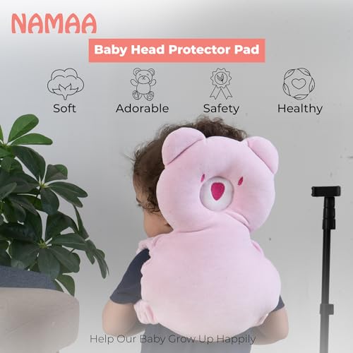 Baby Head Protector Backpack for Walking and Crawling - Adjustable Baby Fall Back Head Protector for Baby Walker-Soft Head Cushion for Protection While Learning to Walk and Crawl (White) NAMAA